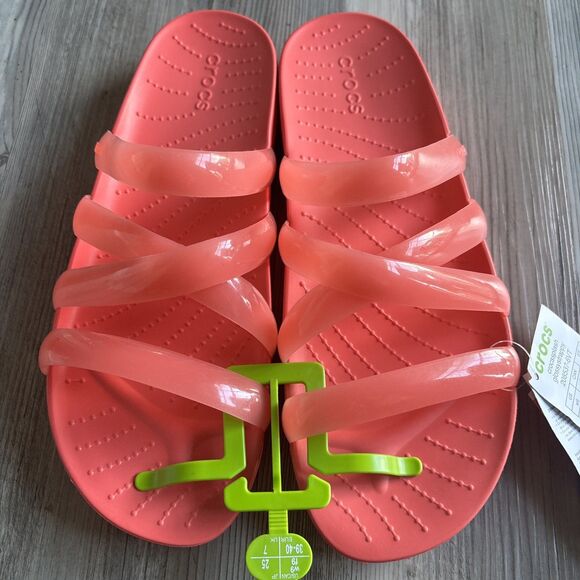 NWT Crocs Women's Splash Strappy Sandals, Neon Watermelon, 9, Women 9 - Picture 3 of 8